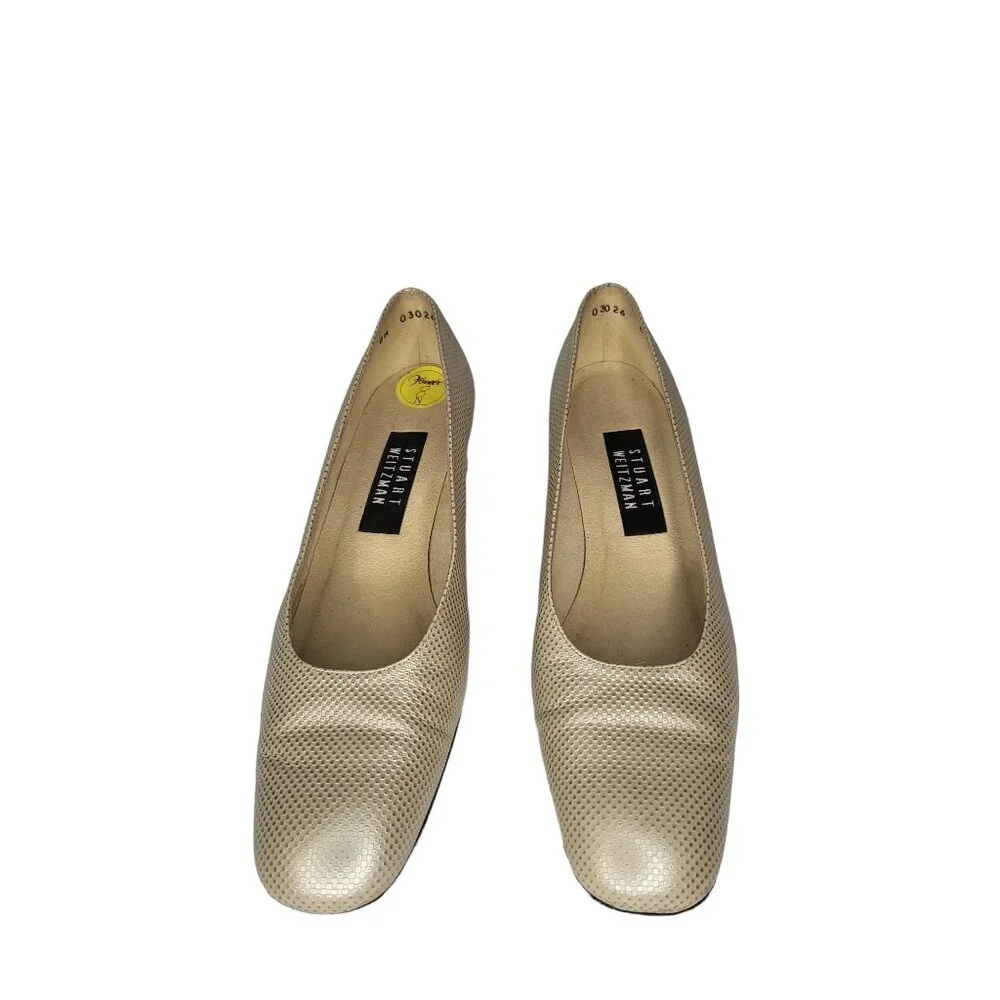 Vintage Stuart Weitzman Pumps Women Sz 8W Block Heel Copper 80s Designer‎ Work